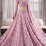 Lilac Pink 3D Floral & Sequin Embroidered Net Designer Lehenga Choli Set