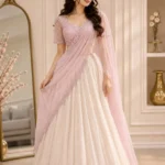 Blush Pink & Ivory Dual-Tone Sequined Georgette Designer Lehenga Choli Set