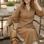 Mocha Brown Cotton-Linen Buttoned Office Kurta